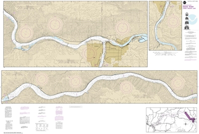 NOAA Chart 18548. Nautical Chart of Snake River - Lower Granite Lake. NOAA charts portray water depths, coastlines, dangers, aids to navigation, landmarks, bottom characteristics and other features, as well as regulatory, tide, and other information. They