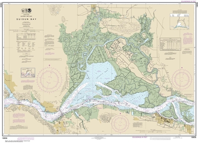 NOAA Chart 18656. Nautical Chart of Suisun Bay. NOAA charts portray water depths, coastlines, dangers, aids to navigation, landmarks, bottom characteristics and other features, as well as regulatory, tide, and other information. They contain all critical