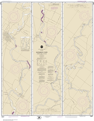 NOAA Chart 18667. Nautical Chart of Sacramento River Fourmile Bend To Colusa. NOAA charts portray water depths, coastlines, dangers, aids to navigation, landmarks, bottom characteristics and other features, as well as regulatory, tide, and other informati