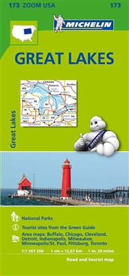 Great Lakes of Canada & USA Travel & Road Map. This map covers the great lakes of Ontario, Huron, Erie, Michigan and Superior. It contains city maps for easy driving in Buffalo, Chicago, Cleveland, Detroit, Milwaukee, and Toronto. Michelin star-rated sigh