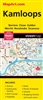 Kamloops Golden & Revelstoke BC road map. Coverage includes 100 Mile House, Ashcroft, Barriere, Chase, Golden, Kamloops, Logan Lake, Merritt, Revelstoke, Salmon Arm, Sicamous. Features include: Regional map Parks Golf courses Points of interest Arena's Sc