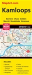 Kamloops Golden & Revelstoke BC road map. Coverage includes 100 Mile House, Ashcroft, Barriere, Chase, Golden, Kamloops, Logan Lake, Merritt, Revelstoke, Salmon Arm, Sicamous. Features include: Regional map Parks Golf courses Points of interest Arena's Sc