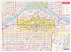 Calgary Downtown & Beltline Wall Map. Includes easy-to-read roads, named buildings and historical sites, the Plus 15 network, LRT lines and stations, zoning, schools, attractions, emergency facilities, parks and trails, libraries, city hall, Canadas Natio