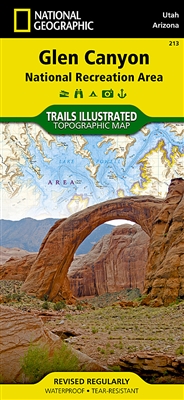 Our Glen Canyon NRA and Rainbow Bridge NM Trails Illustrated map provides detailed topographic coverage, trails, and locations of important recreational points of interest for outdoor enthusiasts. Inset maps for Hite, Halls Crossing, Dangling Rope, Bullfr