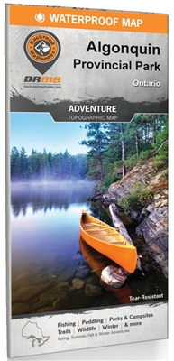Algonquin Provincial Park Ontario adventure map. Printed on tear resistant and waterproof paper, this Ontario topographic map covers Algonquin Park like no other map.This next-generation park map covers the entire park area on one side, with all if its ca