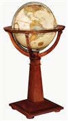 Logan 16 inch World Globe. Old-world workmanship and whole-world detail combine to make the antique-ocean, raised-relief Logan globe the focal point of any room. The 16" globe rests handsomely on a hand-rubbed, inlaid-wood stand inspired by Italian crafts