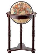 Westminster 16 Inch World Globe. This floor globe is an appealing accessory to any room. The hardwood base with dark cherry finish enhances the vibrant colors of our 16 Inch antique-ocean globe with metal die-cast meridian. This globe lends richness to it