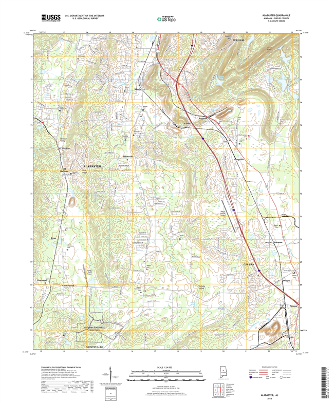 Alabaster Alabama - 24k Topo Map