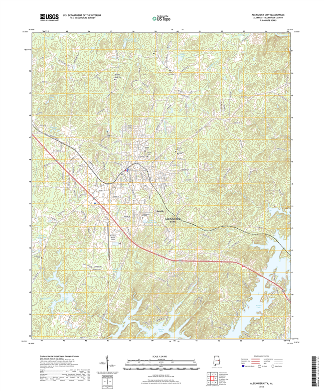 Alexander City Alabama - 24k Topo Map