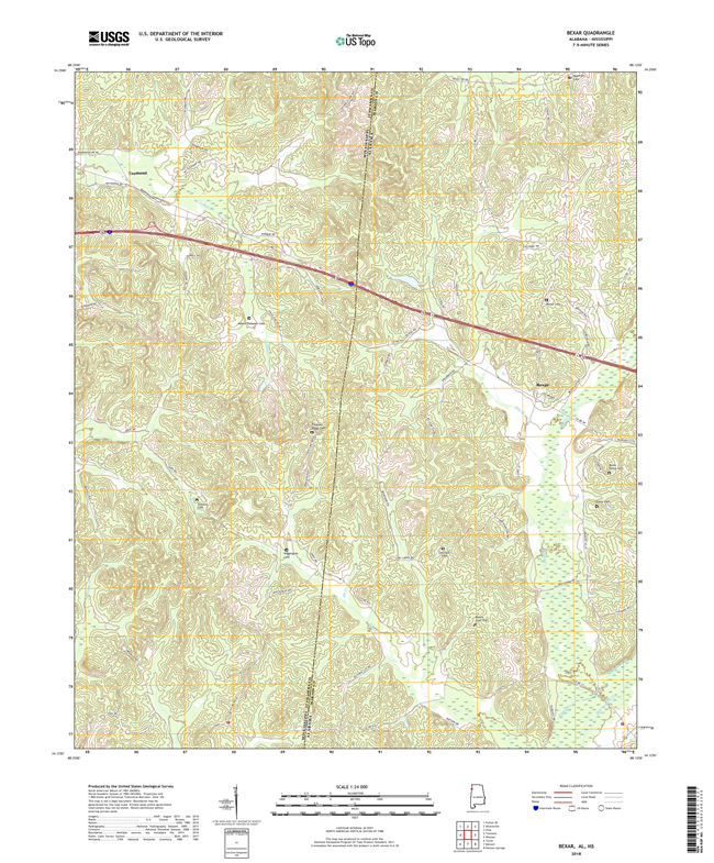 Bexar Alabama - Mississippi - 24k Topo Map