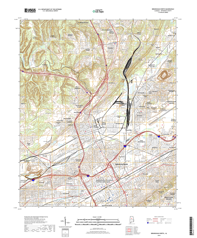 Birmingham North Alabama - 24k Topo Map