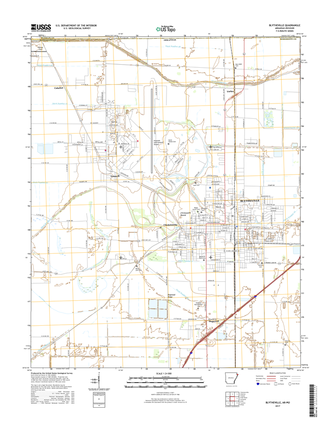 Blytheville Arkansas - Missouri - 24k Topo Map