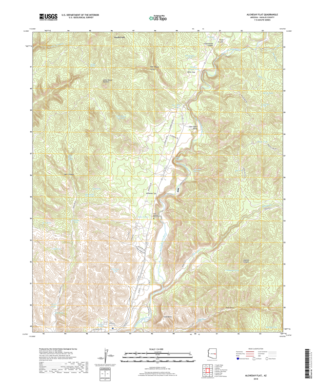 Alchesay Flat Arizona - 24k Topo Map