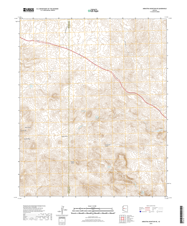 Arrastra Mountain NE Arizona - 24k Topo Map