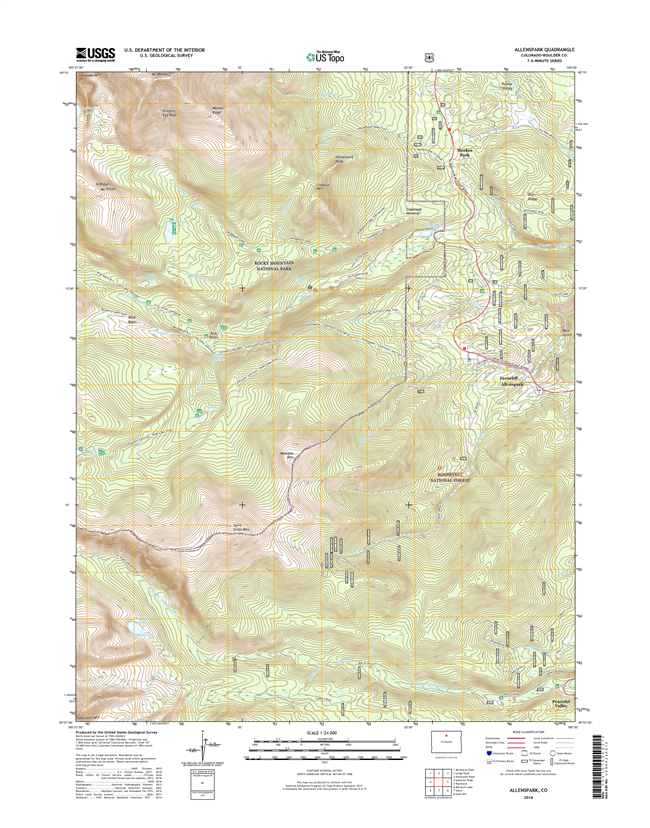 Allenspark Colorado - 24k Topo Map