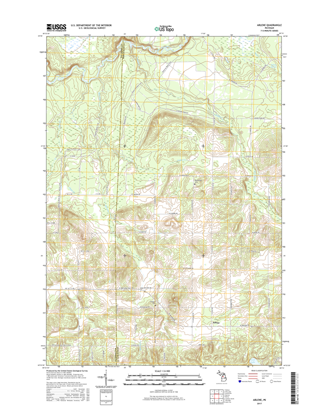 Arlene Michigan - 24k Topo Map