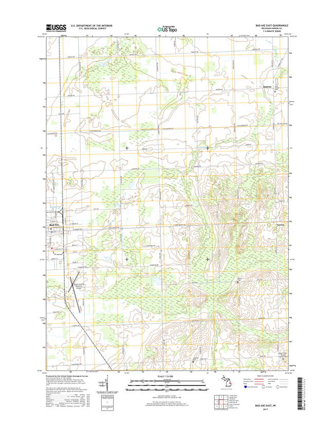 Bad Axe East Michigan - 24k Topo Map