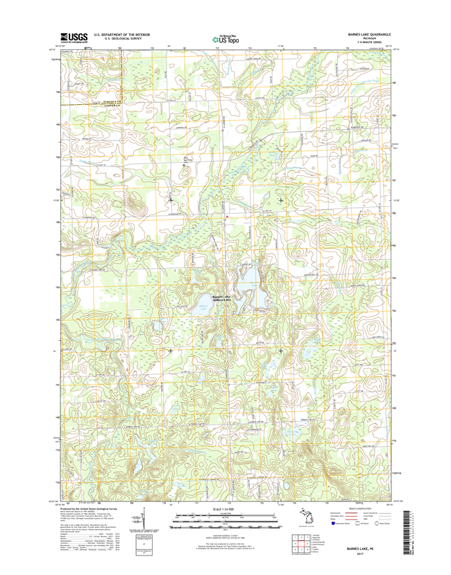 Barnes Lake Michigan - 24k Topo Map
