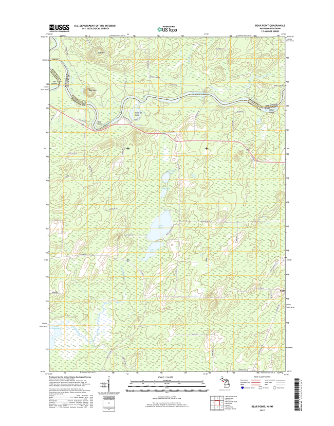 Bear Point Michigan - Wisconsin - 24k Topo Map