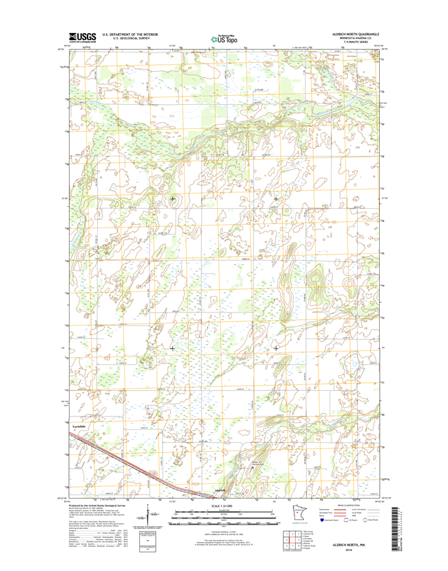 Aldrich North Minnesota - 24k Topo Map