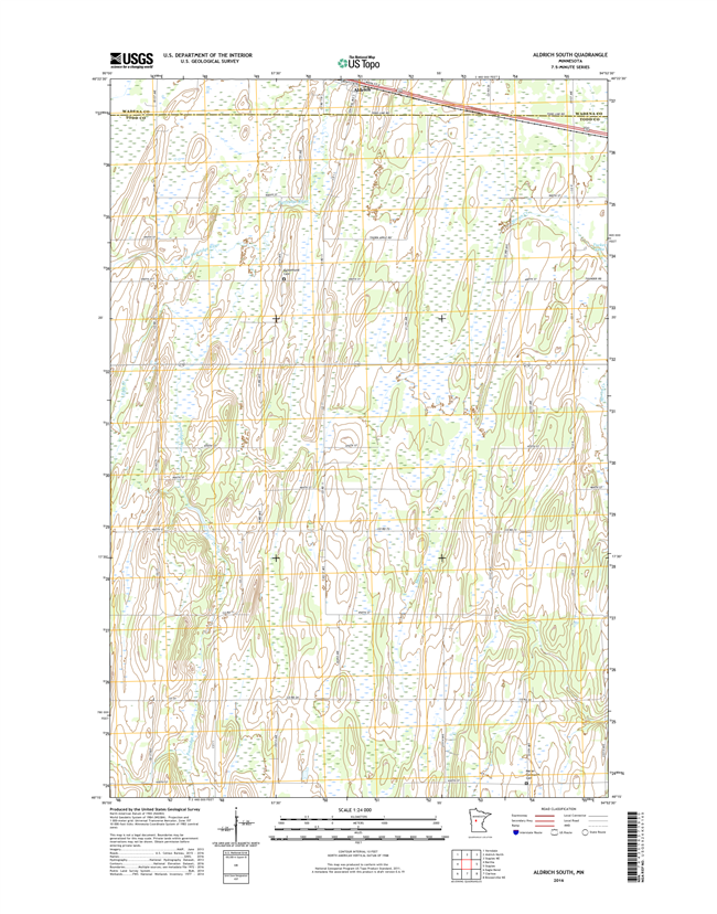 Aldrich South Minnesota - 24k Topo Map