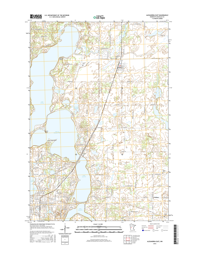 Alexandria East Minnesota - 24k Topo Map