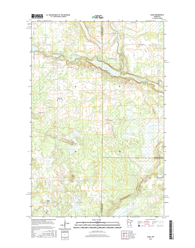 Alida Minnesota - 24k Topo Map