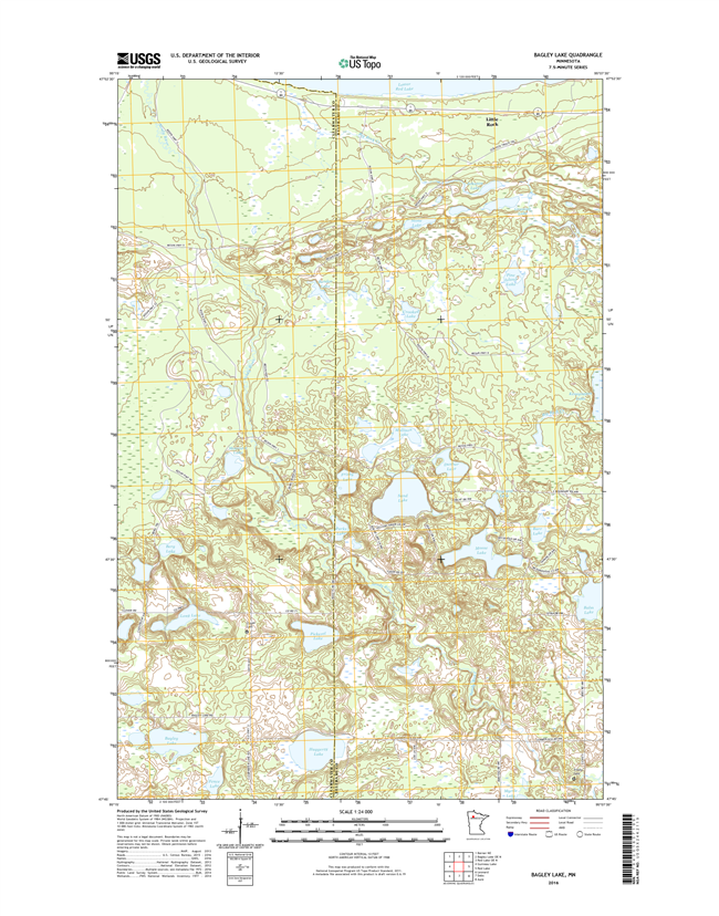 Bagley Lake Minnesota - 24k Topo Map