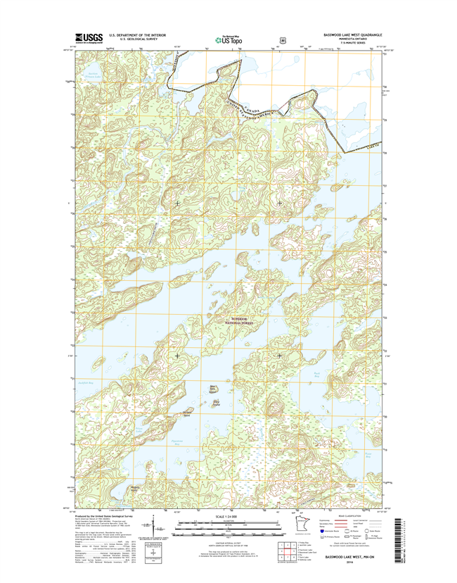 Basswood Lake West Minnesota - 24k Topo Map