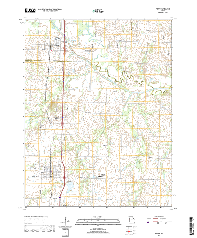 Adrian Missouri - 24k Topo Map