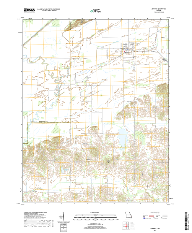 Advance Missouri - 24k Topo Map