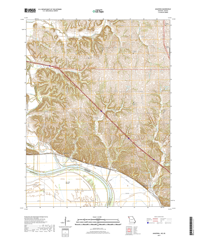 Amazonia Missouri - Kansas - 24k Topo Map