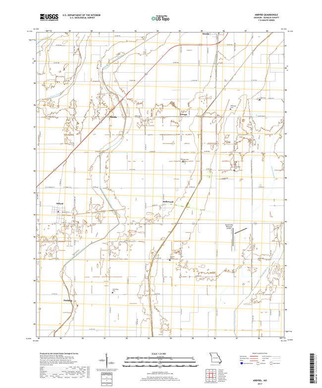Arbyrd Missouri - 24k Topo Map