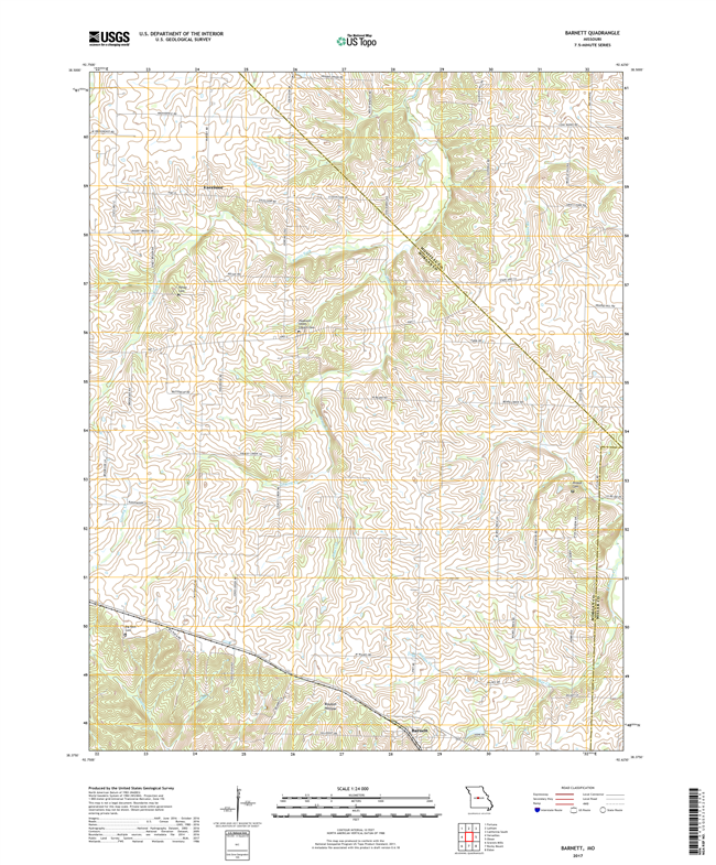 Barnett Missouri - 24k Topo Map