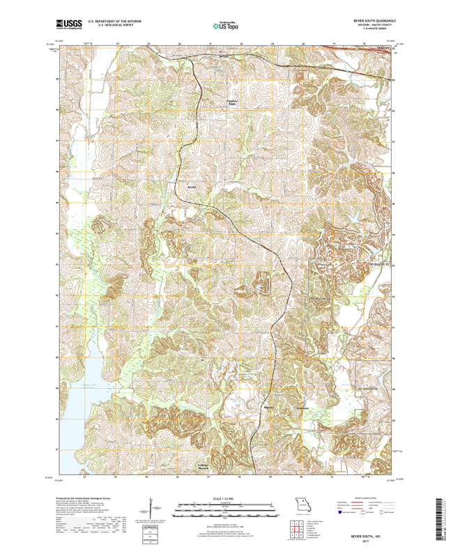Bevier South Missouri - 24k Topo Map