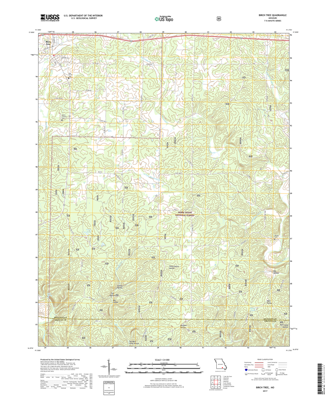 Birch Tree Missouri - 24k Topo Map