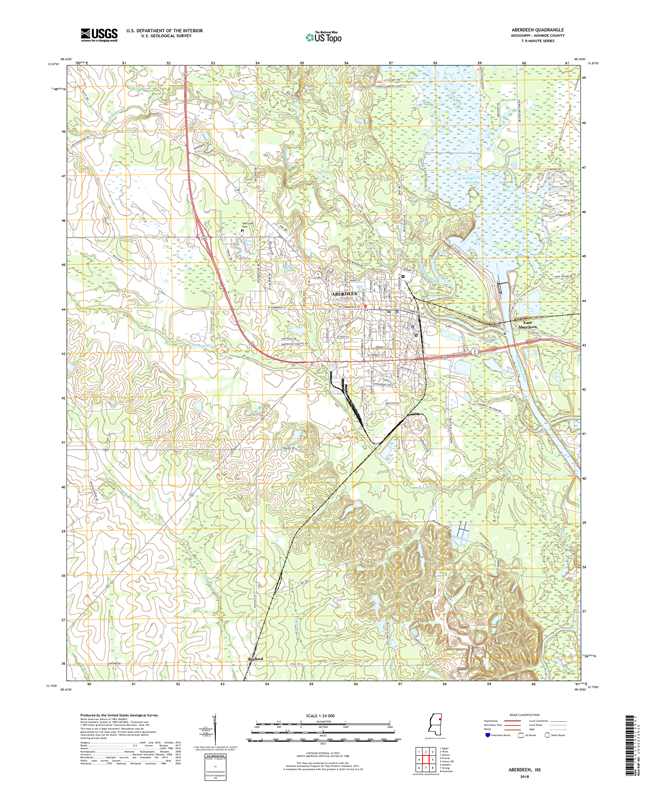 Aberdeen Mississippi - 24k Topo Map