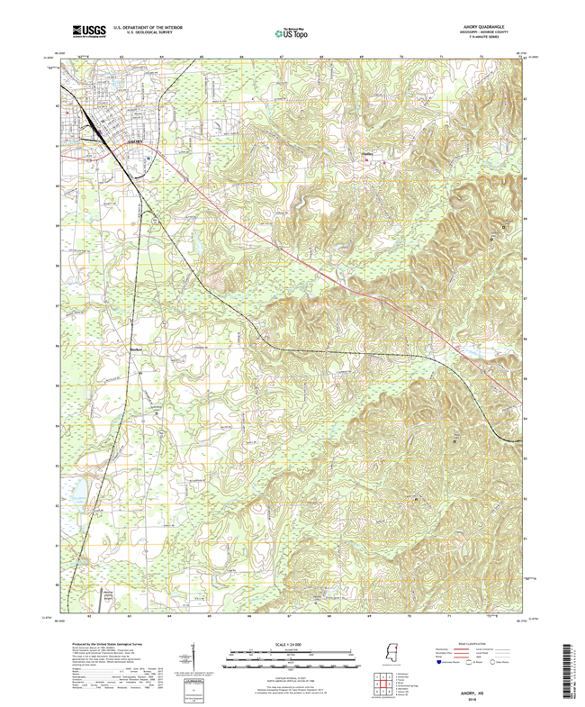 Amory Mississippi - 24k Topo Map