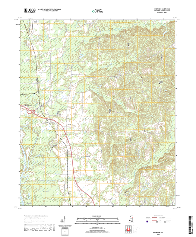 Amory SW Mississippi - 24k Topo Map
