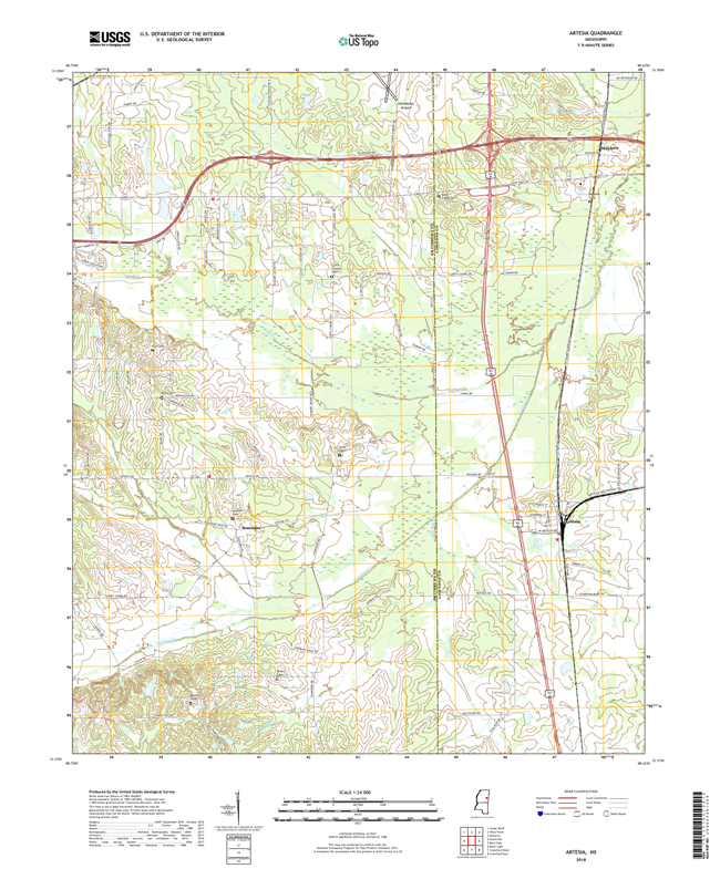 Artesia Mississippi - 24k Topo Map