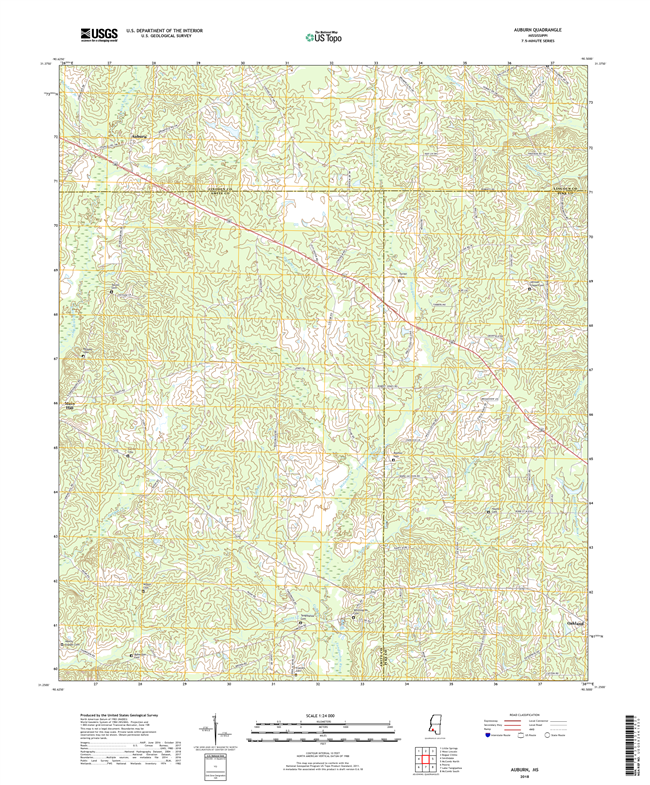 Auburn Mississippi - 24k Topo Map