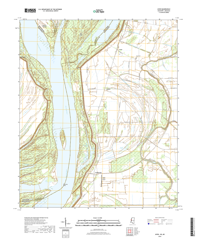 Avon Mississippi - Arkansas - 24k Topo Map