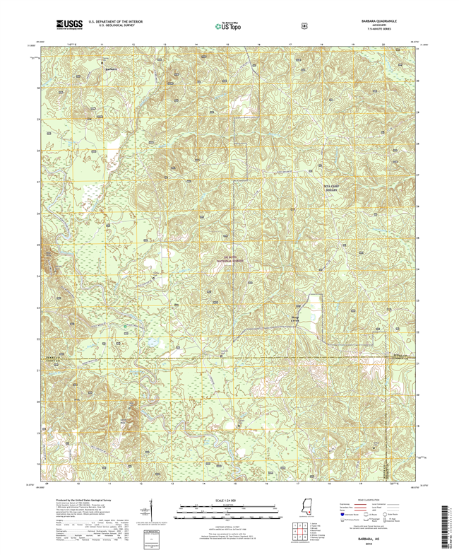 Barbara Mississippi - 24k Topo Map