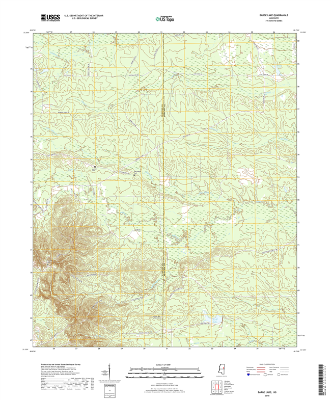 Barge Lake Mississippi - 24k Topo Map