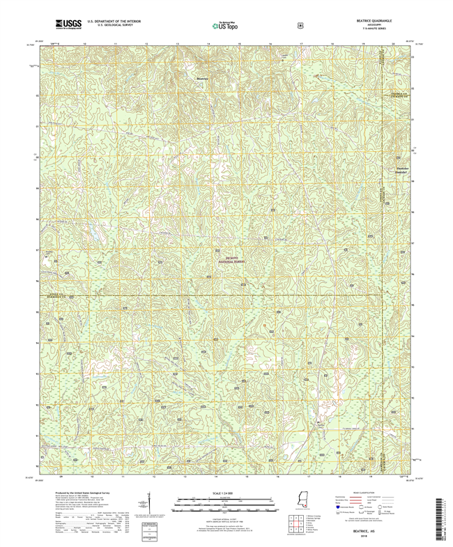 Beatrice Mississippi - 24k Topo Map
