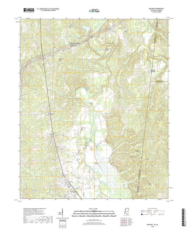Belmont Mississippi - Alabama - 24k Topo Map