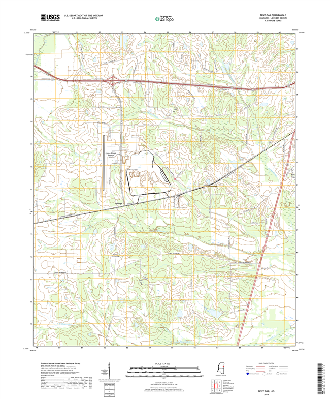 Bent Oak Mississippi - 24k Topo Map