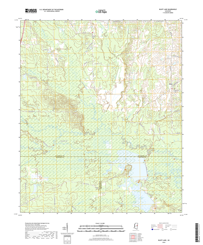 Bluff Lake Mississippi - 24k Topo Map