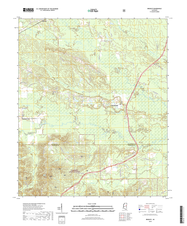 Bradley Mississippi - 24k Topo Map