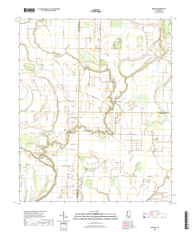 Brooks Mississippi - 24k Topo Map